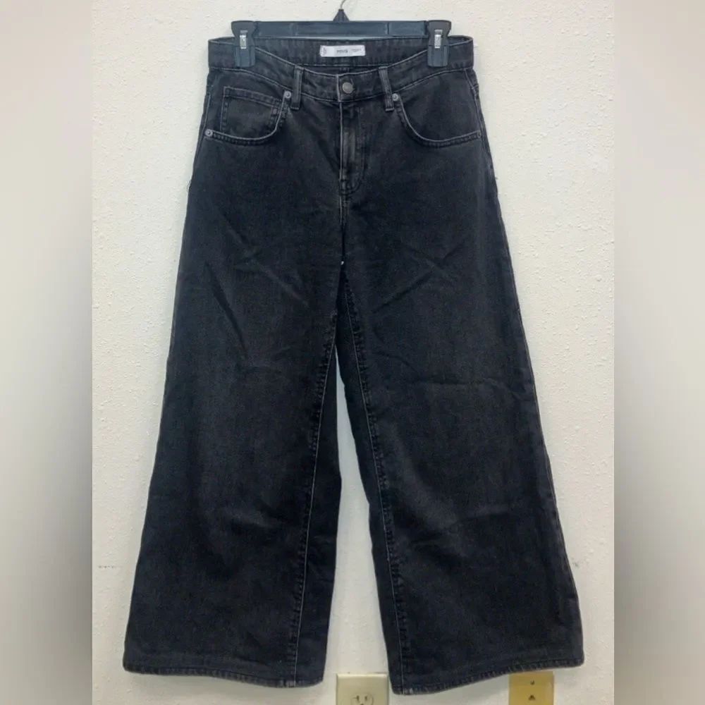 MNG High Rise Black Wide-Leg Jeans Non Distressed size 2 #730